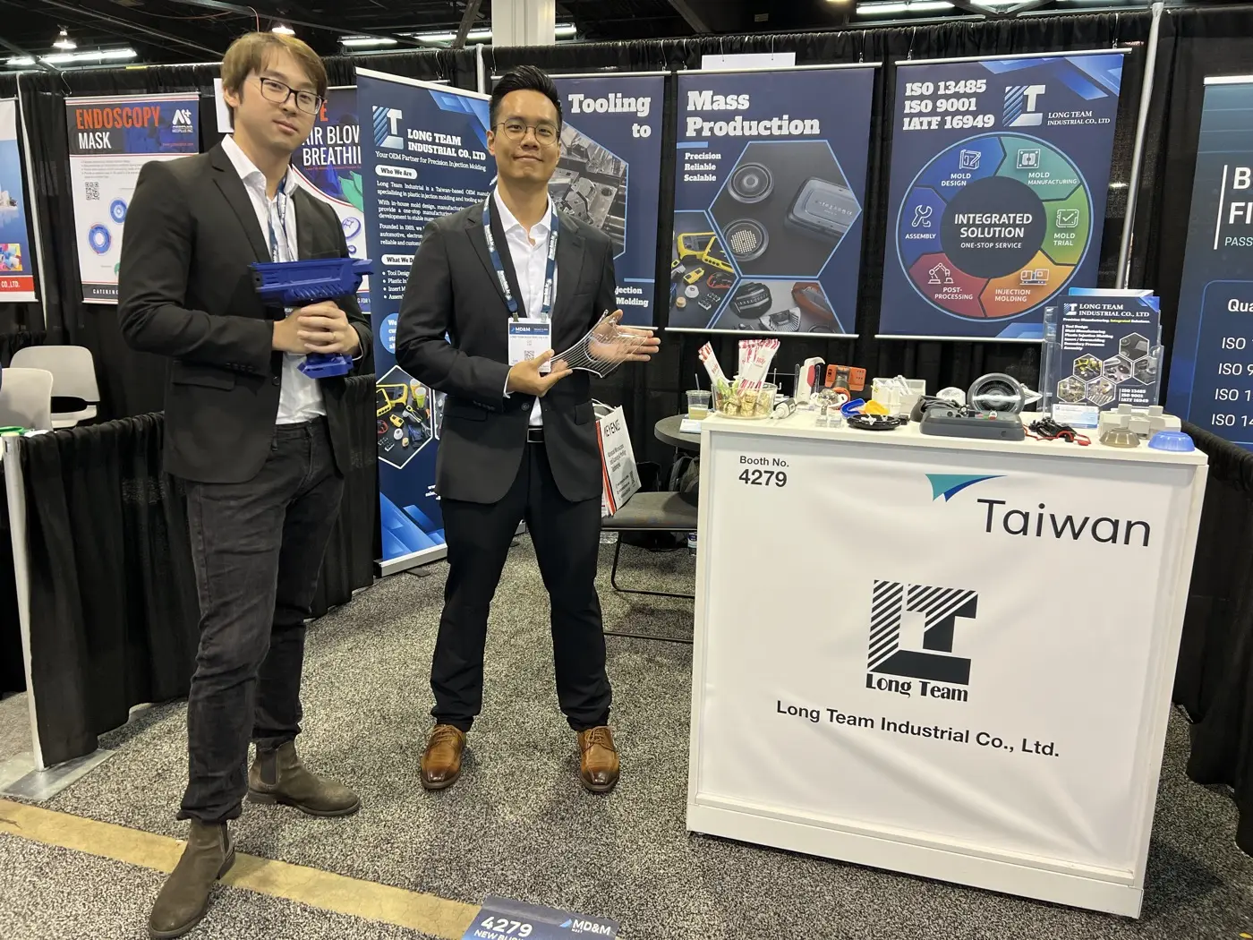 LongTeam team presenting molded components at booth 4279 during MD&M West 2026